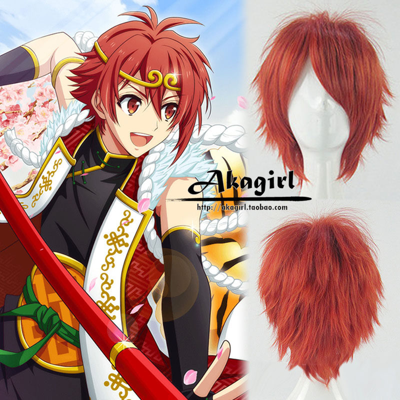 idolish7 i7 七濑陆 cosplay假毛头套 红色反翘动漫cos假发