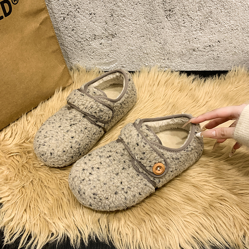 秋冬一脚蹬保暖棉鞋勃肯毛毛鞋女