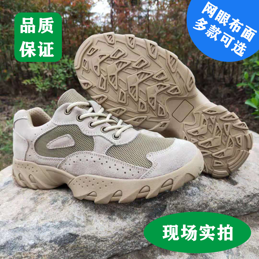 户外徒步鞋男春夏低帮沙漠徒步鞋军迷作战训靴登山鞋网眼休闲鞋
