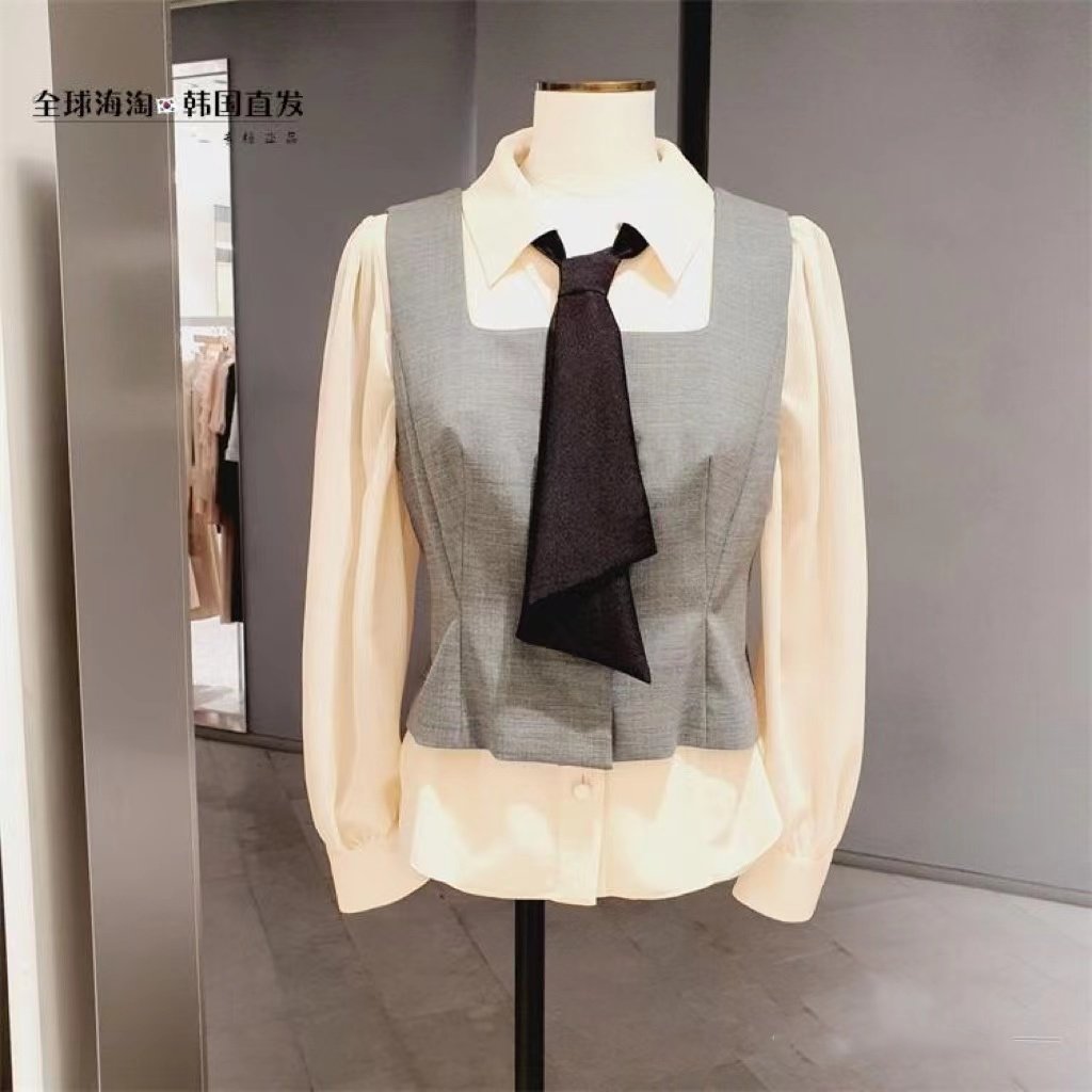 韩国代购 美夏MICHAA专柜正品2023秋衬衫MIN8-WBL-030