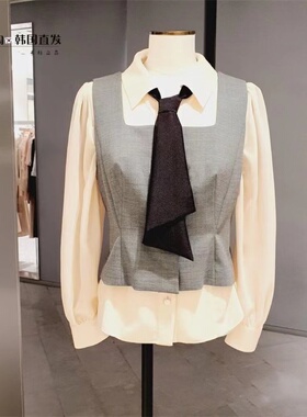 韩国代购 美夏MICHAA专柜正品2023秋衬衫MIN8-WBL-030