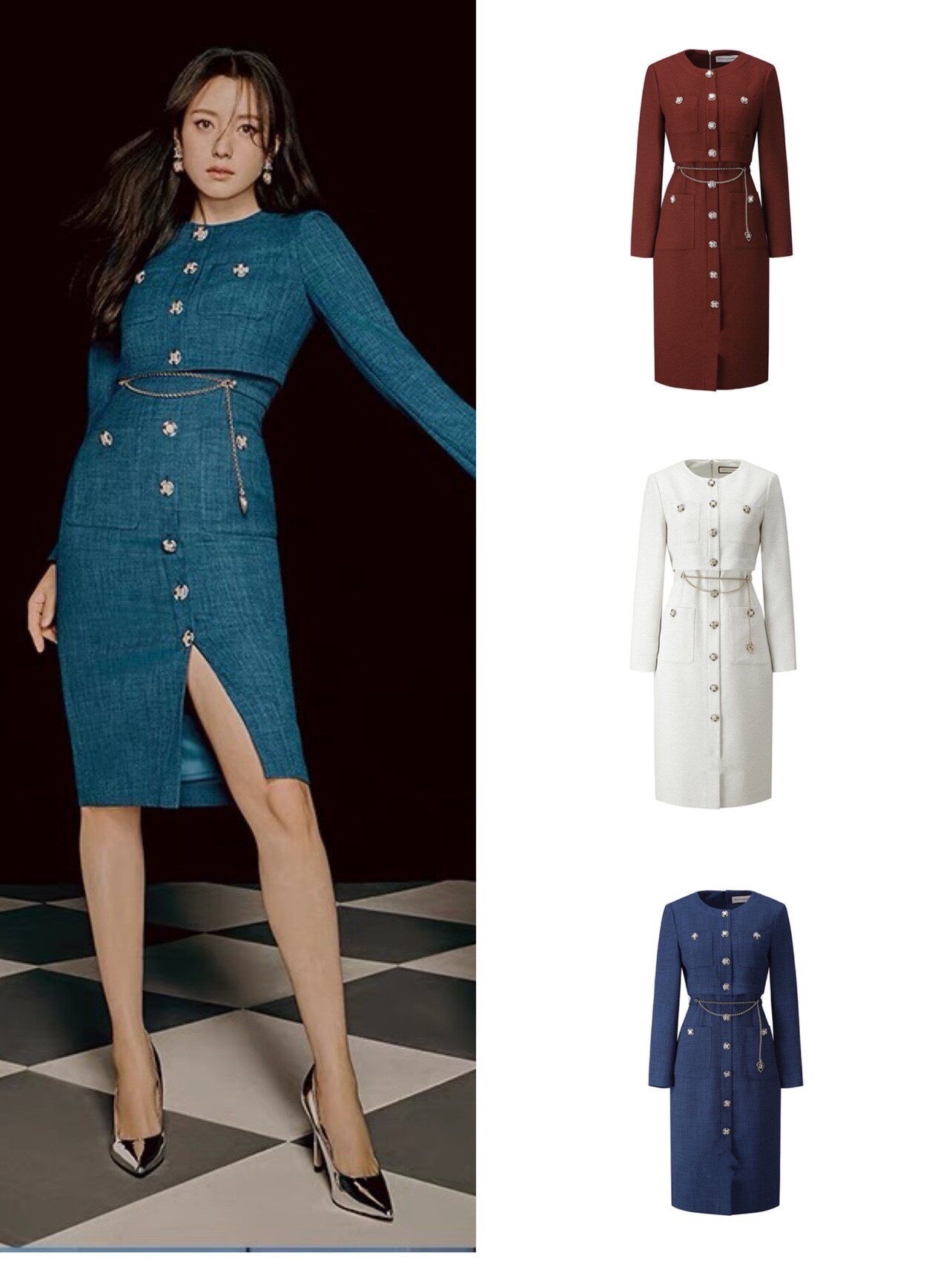 韩国直邮MOJO S.PHINE莫佐专柜21秋冬韩孝周同款收腰假两件连衣裙