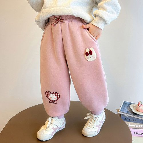 女童羊驼绒加厚束脚卫裤秋冬潮品