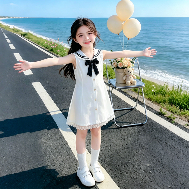 大童女装连衣裙女童超级好看的裙子海军领学院风夏季2026新款儿童