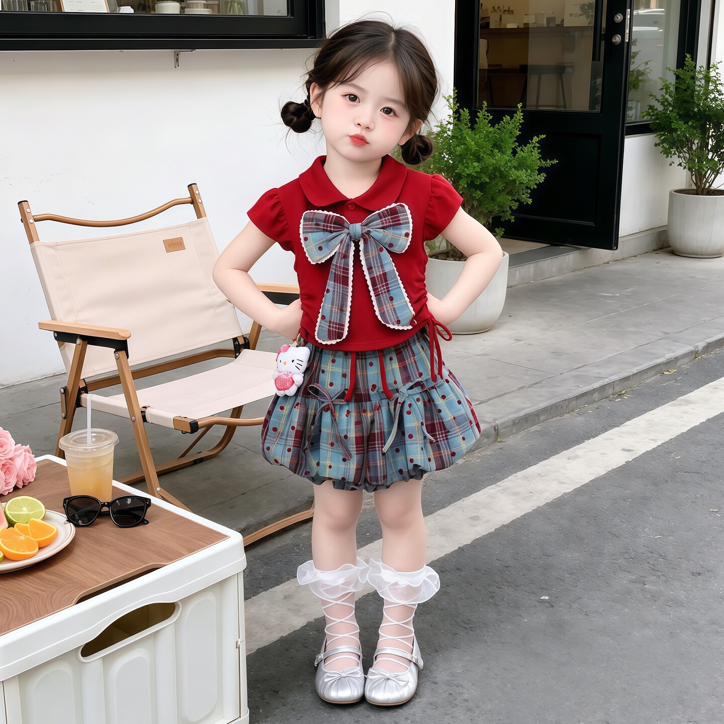 女童夏季新款花苞裙短裤两件套潮