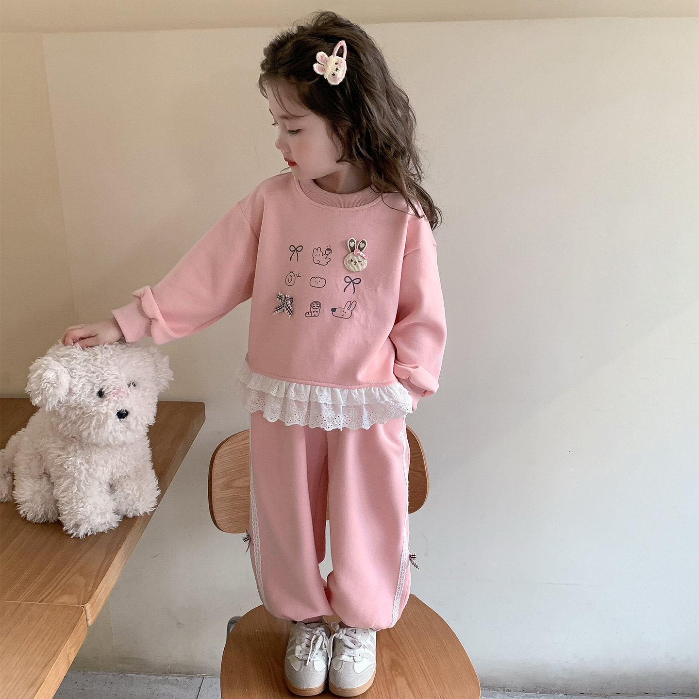 女宝宝卫衣裤子春装2026新款洋气春季中小童童衣服女童套装两件套