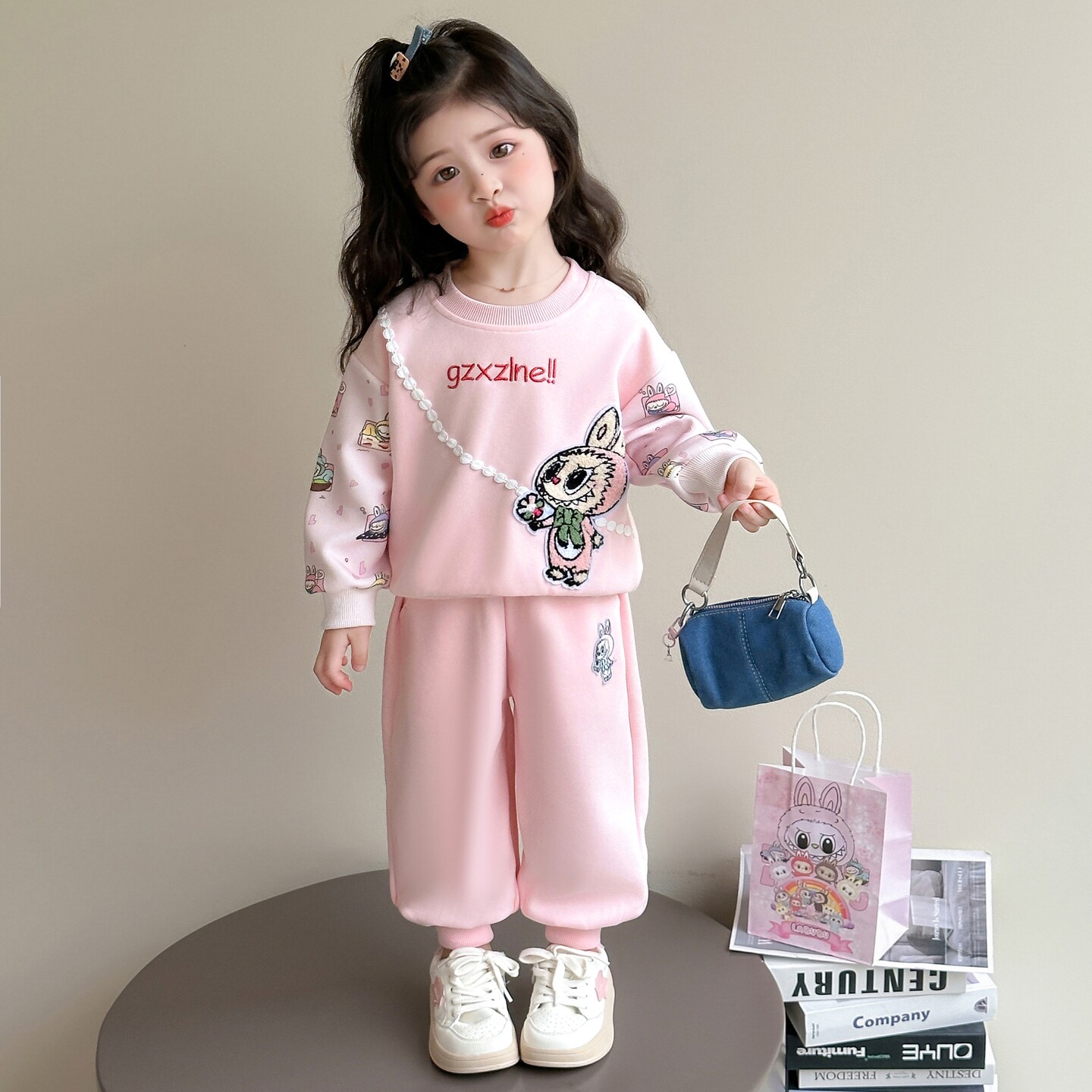 女童套装春装2025新款洋气宝宝套头卫衣裤子春秋季儿童公主