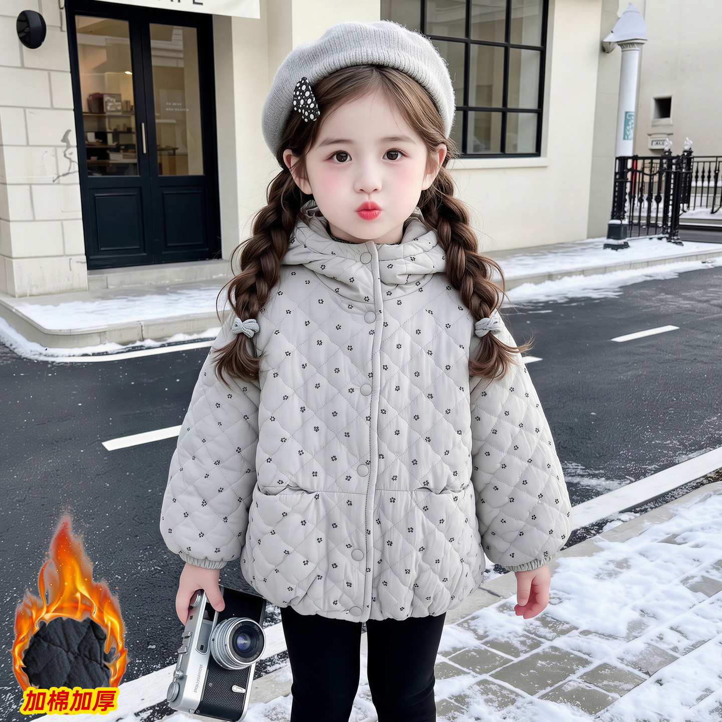 2026新款女童加厚夹棉外套保暖潮