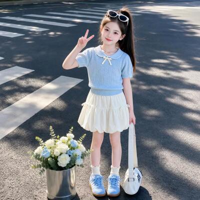 女童夏POLO短袖花苞裙两件套潮品