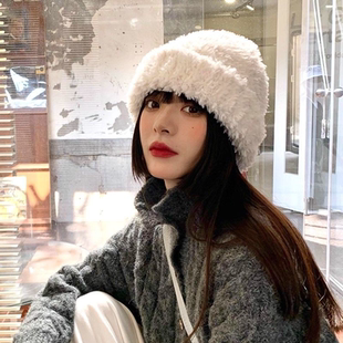 秋冬冷帽毛绒针织毛线帽帽子冬季加厚韩版显脸大头新款保暖护耳