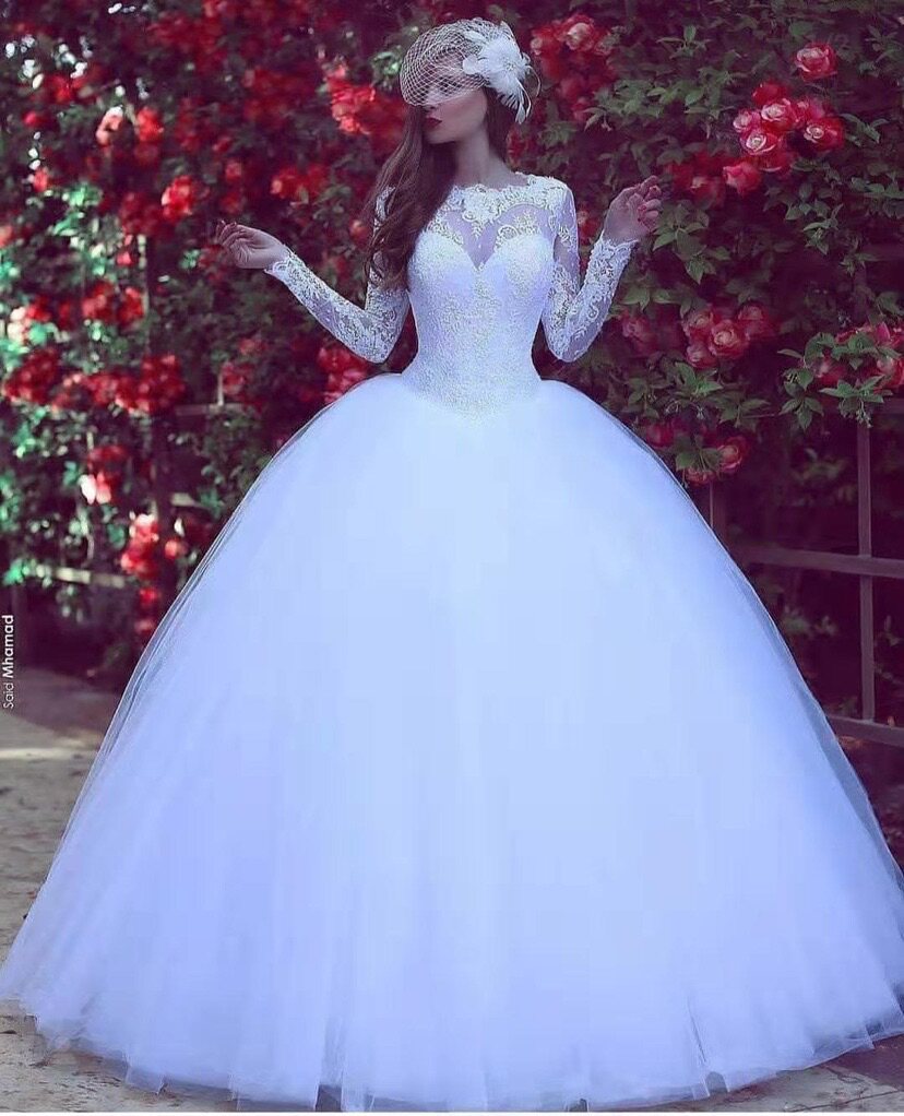 볼 가운 긴 소매 웨딩 드레스 웨딩 드레스 MUSULMAN