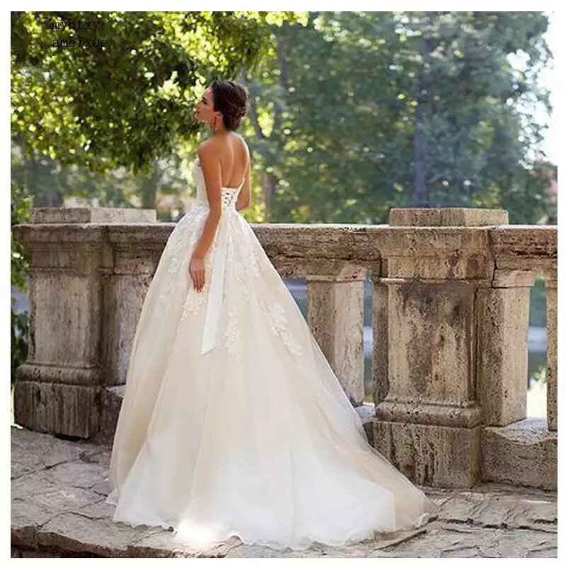 웨딩 드레스 VESTIDOS DE NOVIA 레이스 아플리케 웨딩 드레스