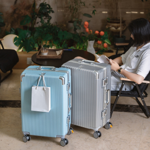 行李箱男女学生双封闭内衬24寸铝框拉杆万向轮16寸旅行登机密码箱