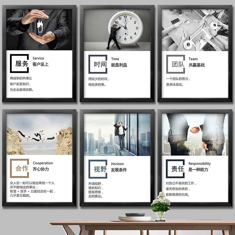 办公室挂画公司装饰画企业文化墙励志标语壁画会议室工作室墙壁画