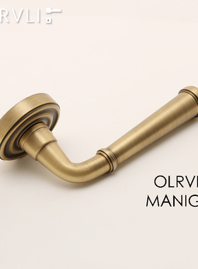 olrvli黄铜美式中式古铜色门锁磁力静音复古法式室内实木双开门锁