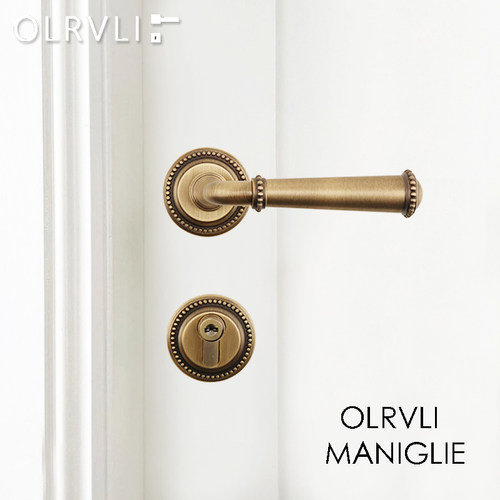 olrvli古铜色复古轻奢纯铜门锁
