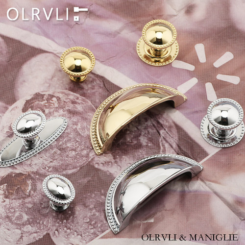 olrvli黄铜贝壳复古橱柜拉手