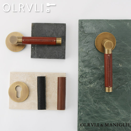 olrvli复古古铜色牛皮静音门锁