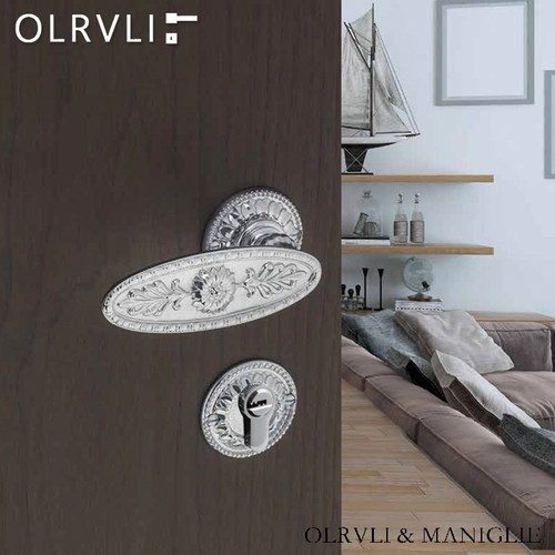 olrvli欧式法式银色纯铜静音门锁