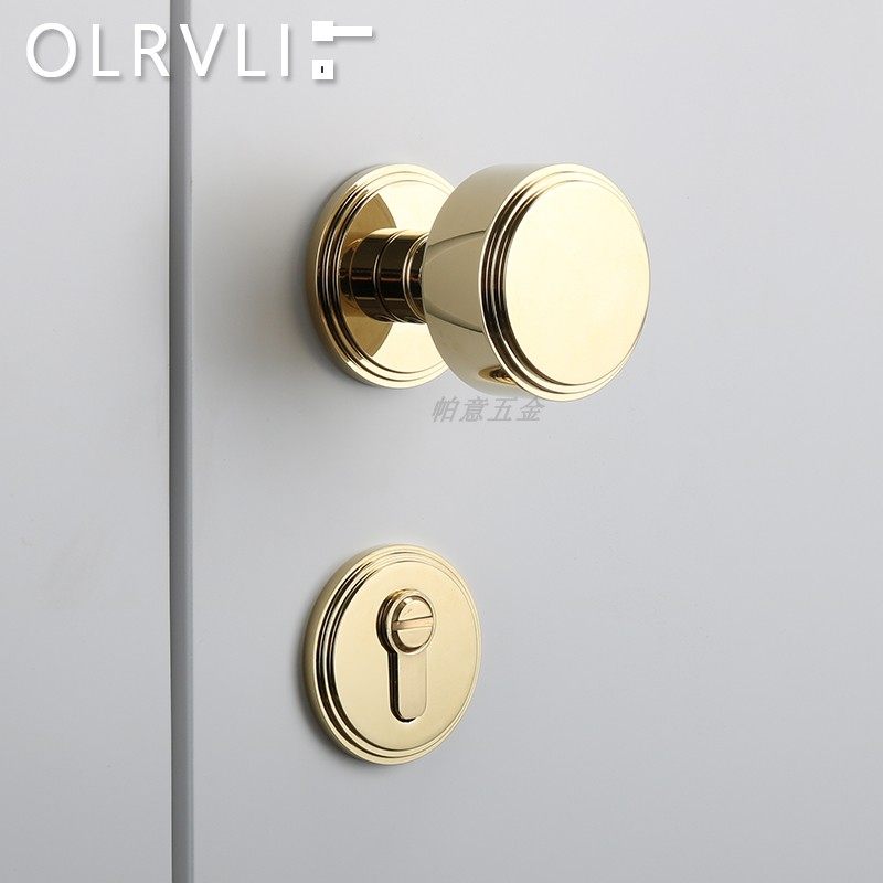 意大利OLRVLI法式美式球形黄铜门锁复古轻奢静音室内北欧圆球锁