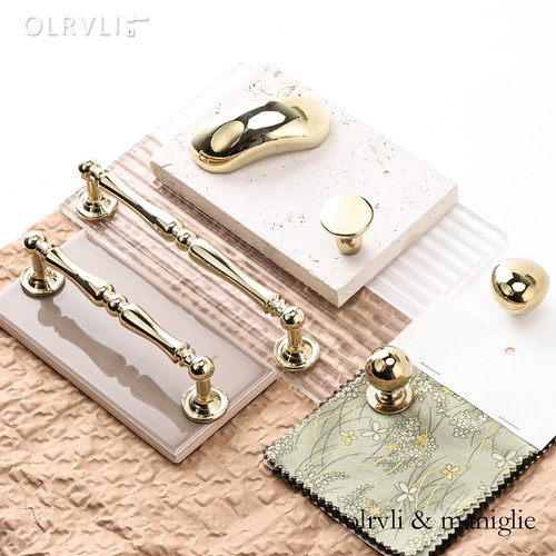 OLRVLI法式复古黄铜亮金小拉手