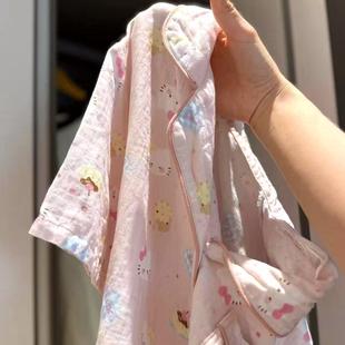 纯棉纱布透气 A类全棉双层纱翻领方领睡衣家居服短袖 长袖 短裤 长裤