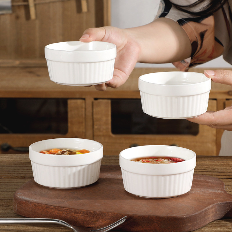 简约风纯白舒芙蕾烤碗家用耐高温白瓷小烤盅陶瓷烘焙圆模具布丁杯,餐饮具,碗,淘宝优惠券,粉丝福利购,淘宝优惠卷