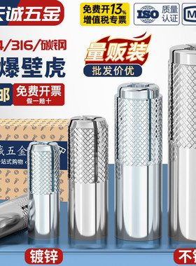 304/316不锈钢内膨胀螺丝膨胀螺栓顶爆内爆壁虎平爆M6M8M10M12M16