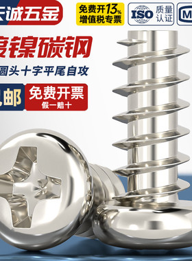 PB加硬铁镀镍圆头十字平尾自攻螺丝盘头电子木牙小螺钉M1M2M3M4M5