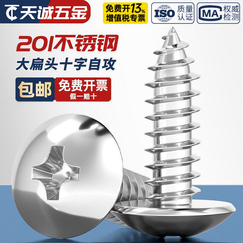 201不锈钢大扁头十字自攻螺丝钉半蘑菇头伞头圆头大木螺丝MM3M4M5