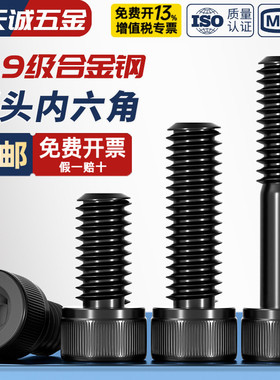 12.9级内六角螺丝黑色杯头螺栓圆柱头螺钉M18M20M22M24M27M30-M48