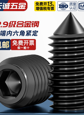 12.9级尖头紧定螺丝止付无头内六角机米顶丝螺丝螺钉M3M4M5M6M8mm