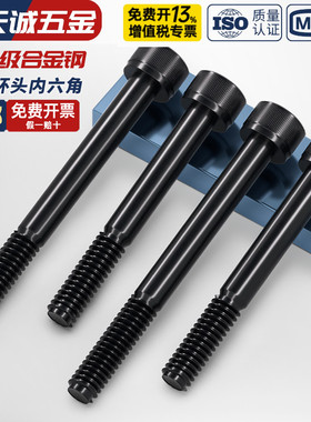 半牙12.9级高强度内六角螺丝杆加长圆柱头螺钉M5M6M8M10M12M16M20