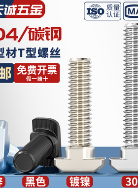 镀镍/304不锈钢欧标铝型材配件T型螺丝国标t形锤头螺栓20/30/40型