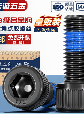 12.9级高强度内六角耐脱螺丝钉防松点胶防震涂胶螺丝M2M3M4M5M6M8