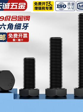 10.9级细牙外六角螺丝钉细丝细扣幼牙螺栓M8M10M12M14M16M18M20mm
