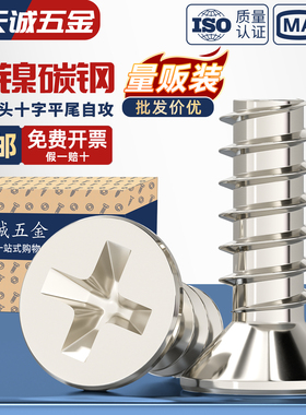 KB铁镀镍十字沉头平尾自攻小螺丝平头螺钉M1M1.2M1.6M2M2.3M3M4mm