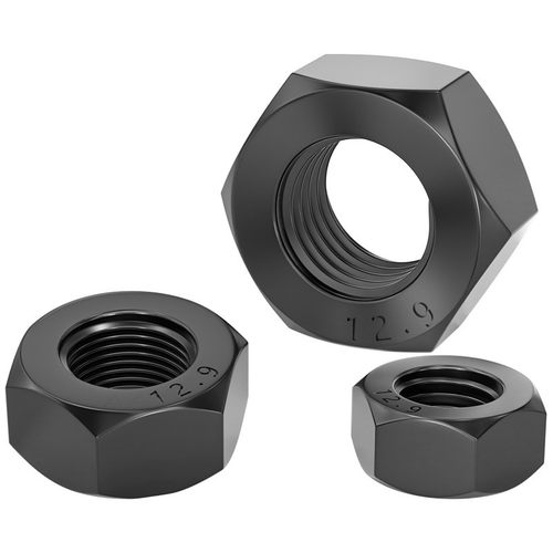 12.9级高强度黑色细牙螺母螺丝帽螺帽M8M10M12M14M16M20M27M30mm