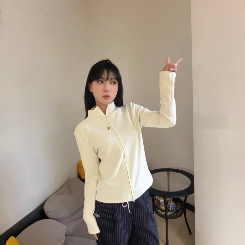 德绒半高领复古辣妹chic修身拉链外套秋季女百搭设计开衫长袖上衣
