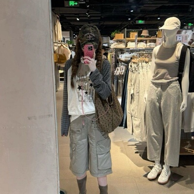 韩系复古撞色插肩条纹长袖t恤女春秋季宽松慵懒设计感百搭上衣ins