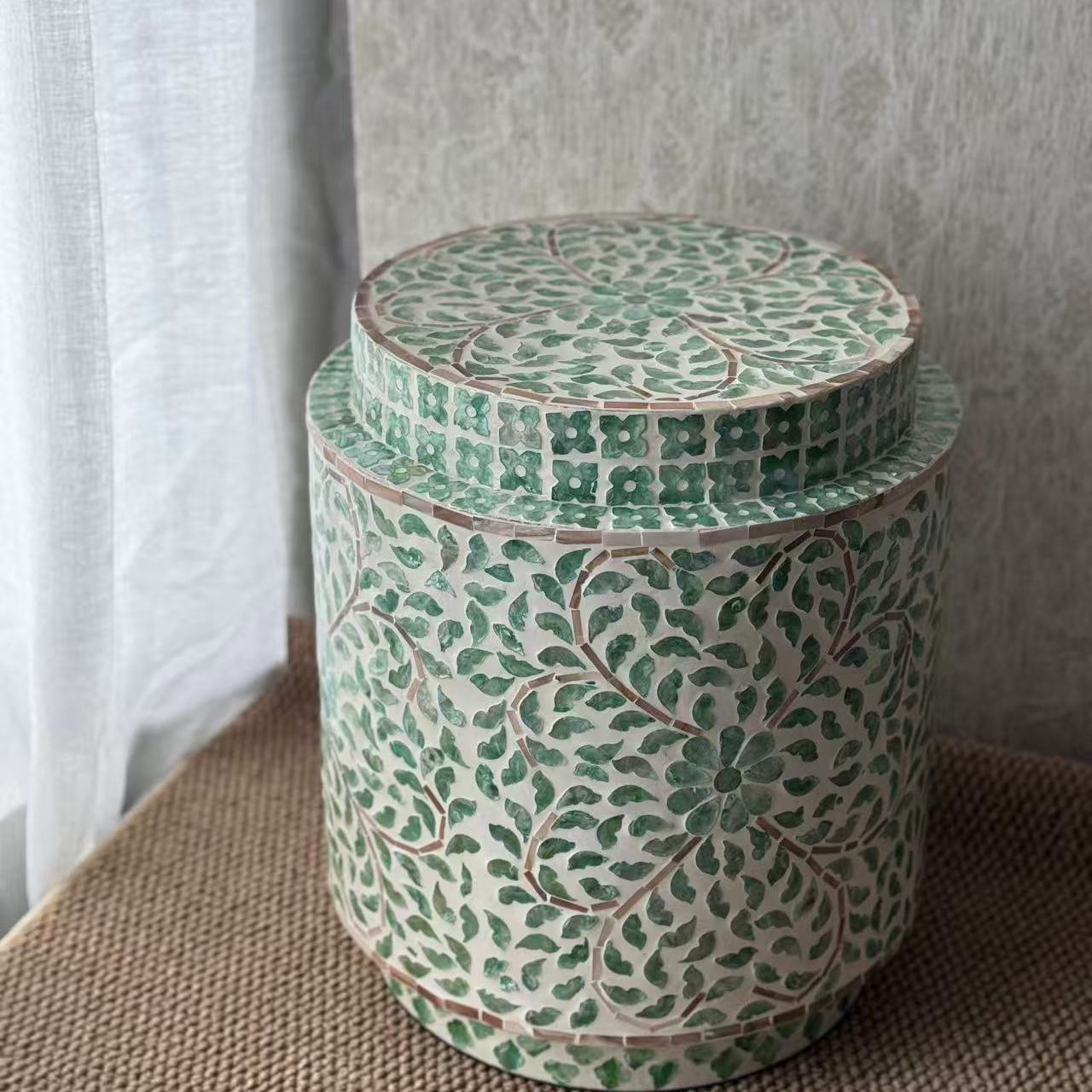 越南进口手工贝壳边几小茶几