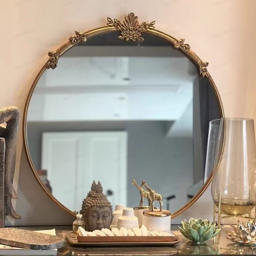 金属铁艺复古金箔质感雕花镜