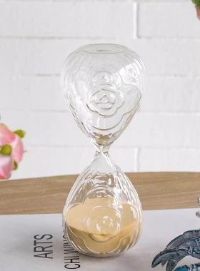 ABHOUSE复古玻璃沙漏玫瑰摆件