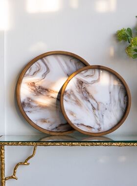 复古铁艺实木收纳盒洋酒托盘茶盘