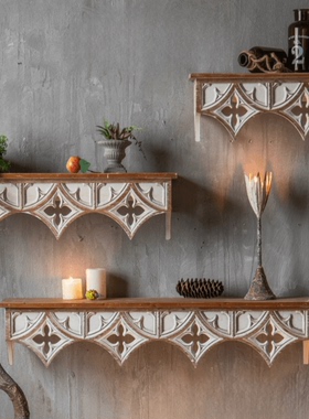 洛可可复古雕花隔板装饰壁架轻奢