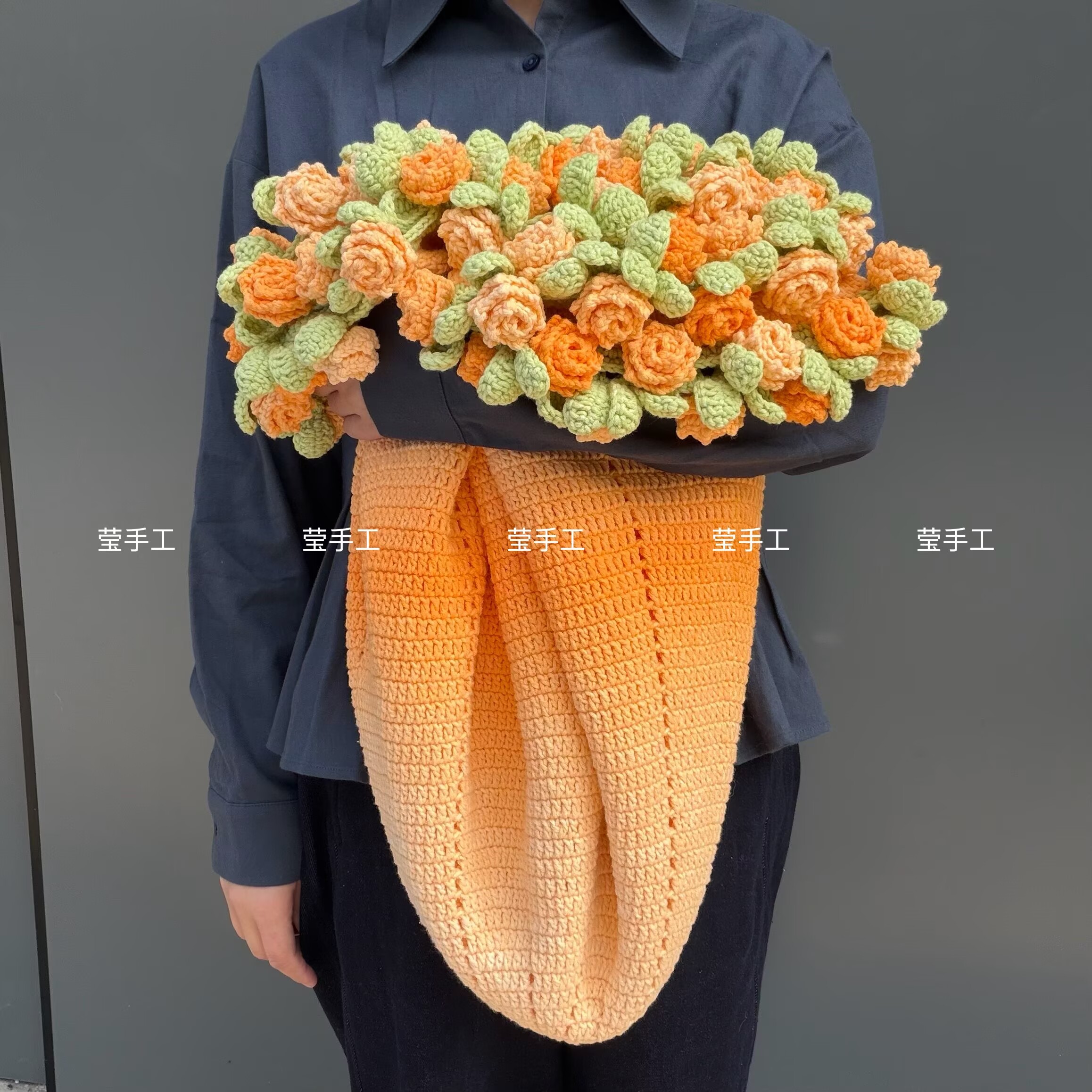 雪妃尔魔法球雪5长段染渐变色5股牛奶棉玫瑰花束毯编织DIY材料包