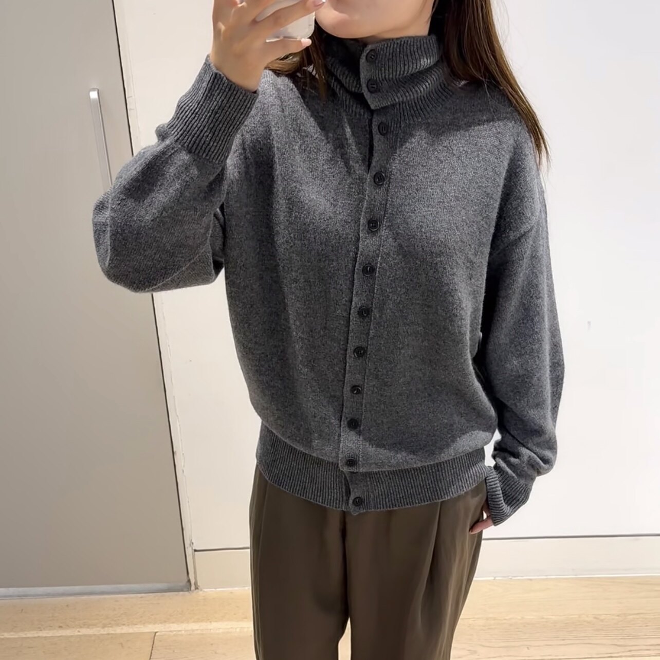 COS风女装 立体感羊毛混纺高翻领针织开衫2026秋季新品1341210001图片