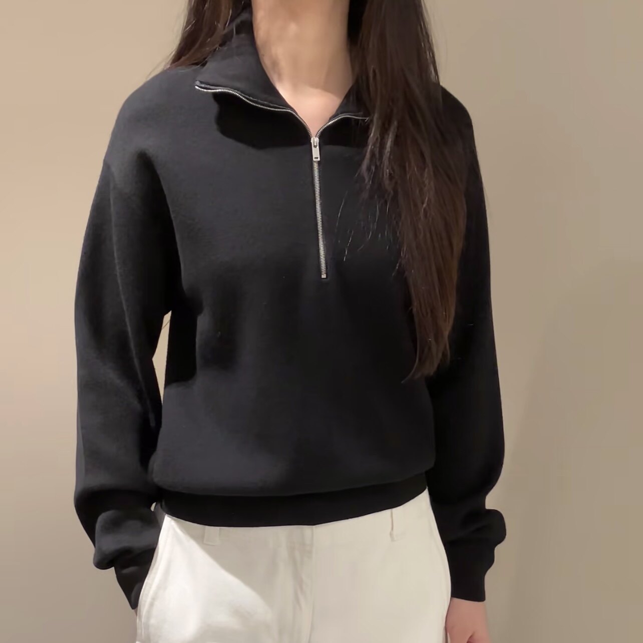 COS风女装 标准版型烟囱领拉链针织衫黑色2026秋季新品1355373001图片