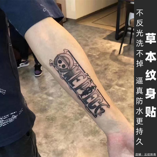两张）果汁草本纹身贴半永久洗不掉防水防搓不反光手臂海贼王骷髅