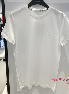 CK Jeans春夏男装丝光棉刺绣Logo圆领全棉打底修身短袖T恤j315065